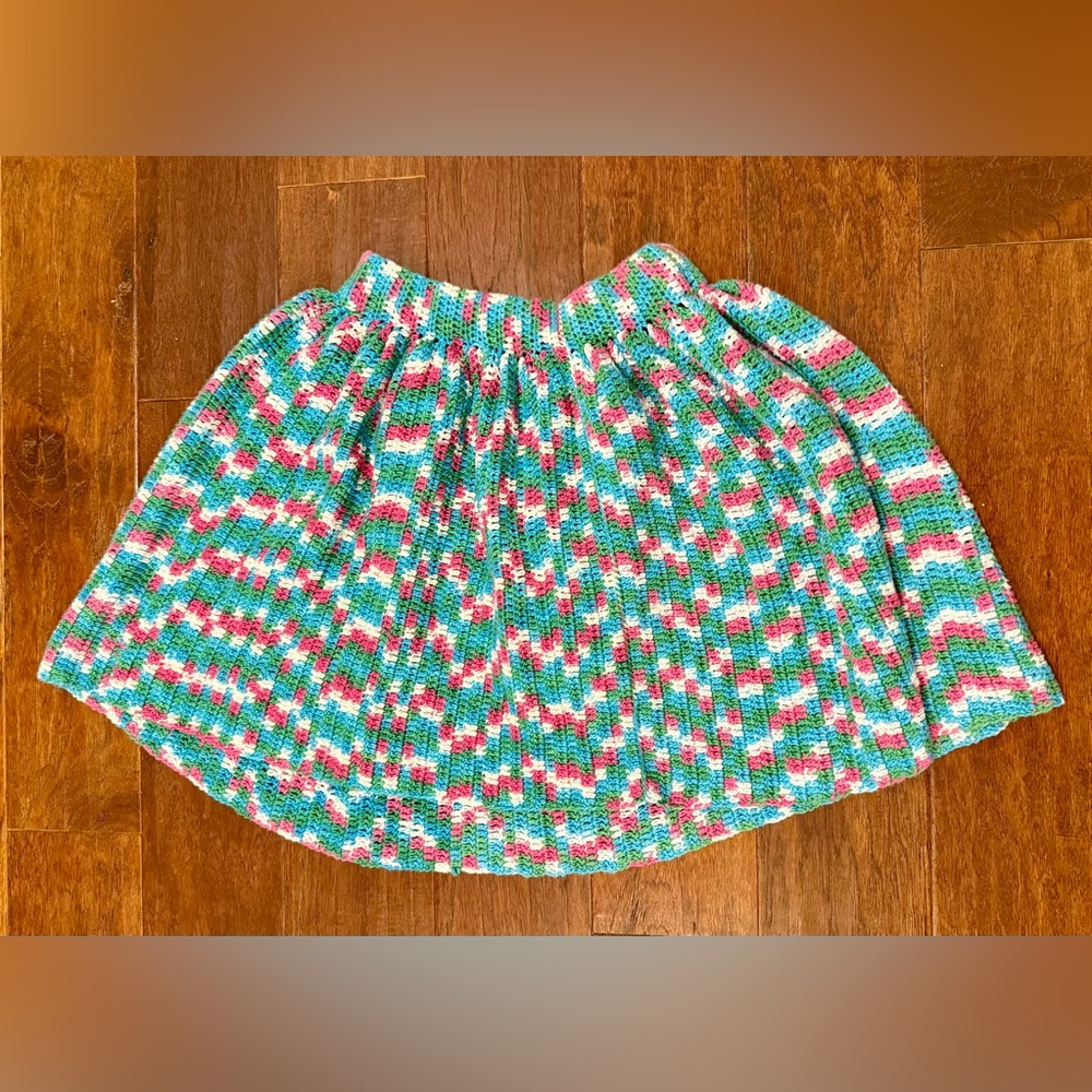 Handmade Crochet Girls Skirt Colorful Striped Boho Size 5/6